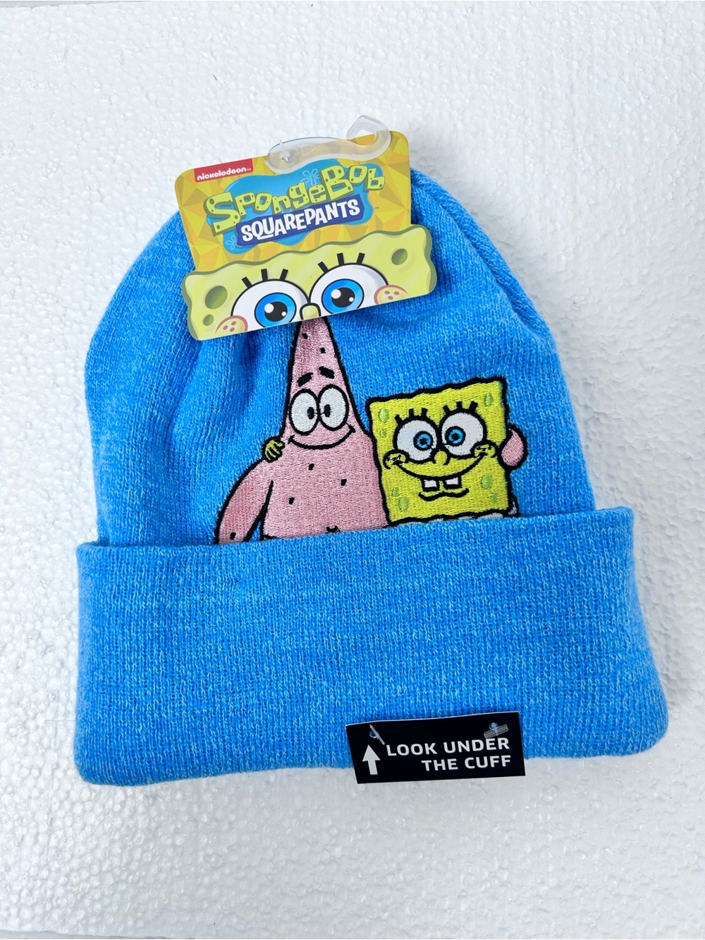 New 🆕 SpongeBob SquarePants Blue Kids Knit Beanie with SpongeBob & Patrick